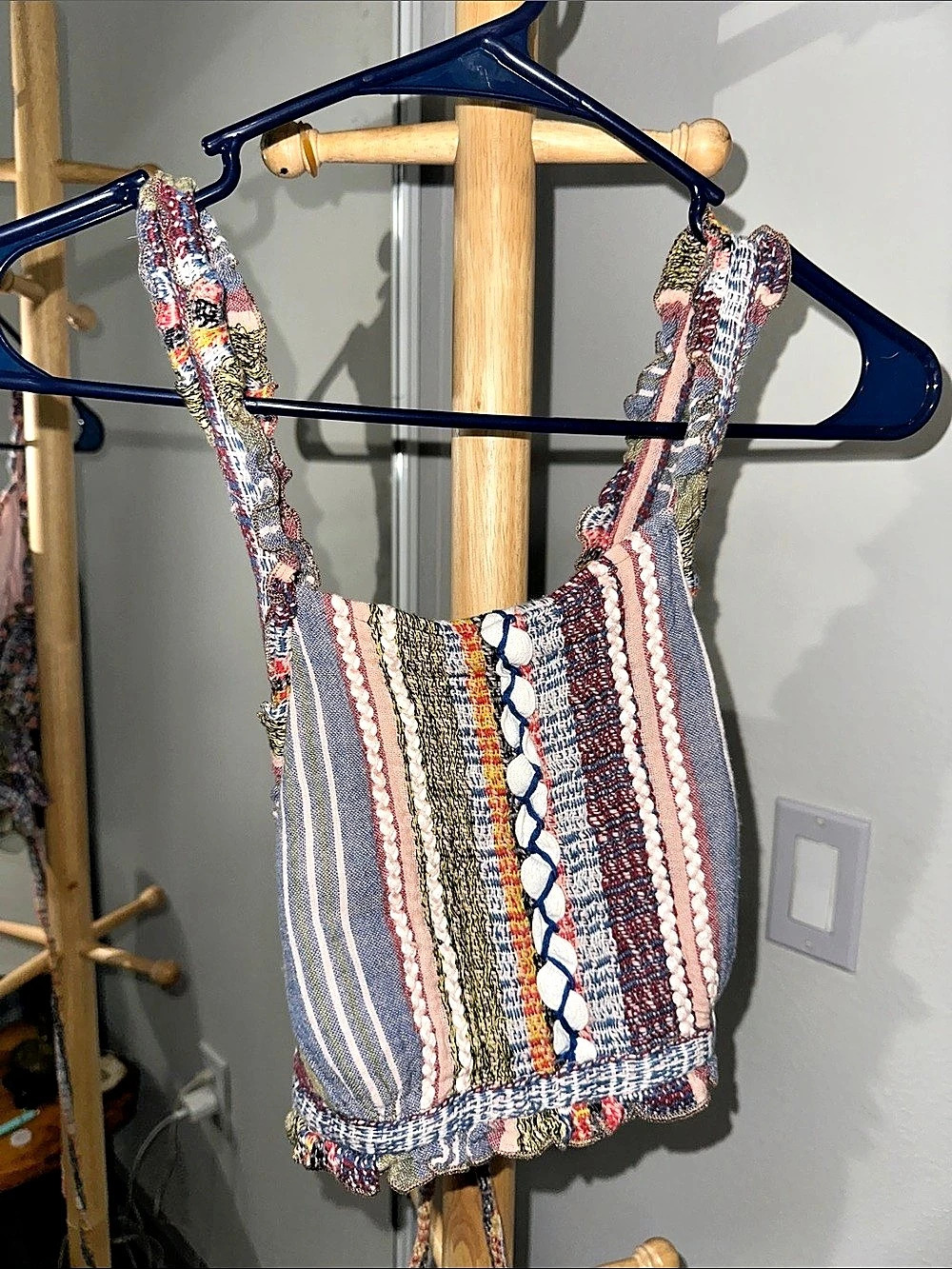 Red Carter Arella Top Striped Woven Crop Tank XS